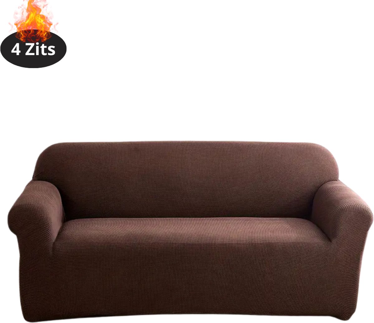 Bovista Bankhoes - Bankbeschermer - Stretch - Sofa Cover - Effen - Donker Koffie- 4 Zits