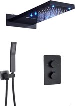 Betaalbare Goederen® Plafond Douchekop - Zwart - Led - Douchekraan - Slimme Digitale Display - Mengkraan Douche - Regendouchekop - Led Regendouche - Waterval