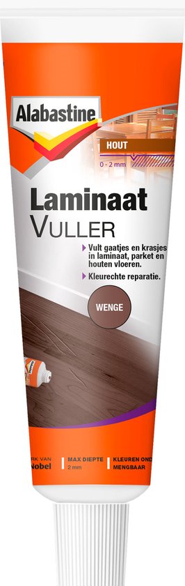 Alabastine laminaatvuller tube, kleur Wenge, voor het vullen van gaten en krassen in laminaat, parket en houten vloeren.
