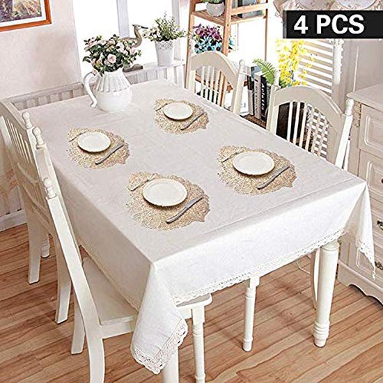 JGS ® Chique Set de quatre protège-tables de Luxe pour une décoration de table élégante en or