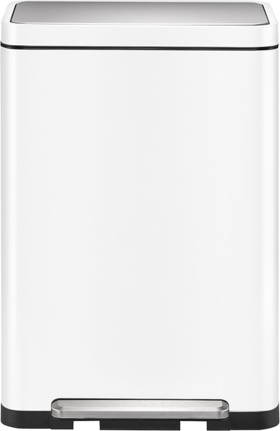 EKO - X-Cube recycling pedaalemmer 20+20 liter - Steel Stainless steel Polypropylene - wit, mat RVS - Prullenbak