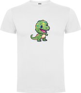 T-shirt Wit avec imprimé « Dinosaurus vert mignon et coloré » en couleur, taille L