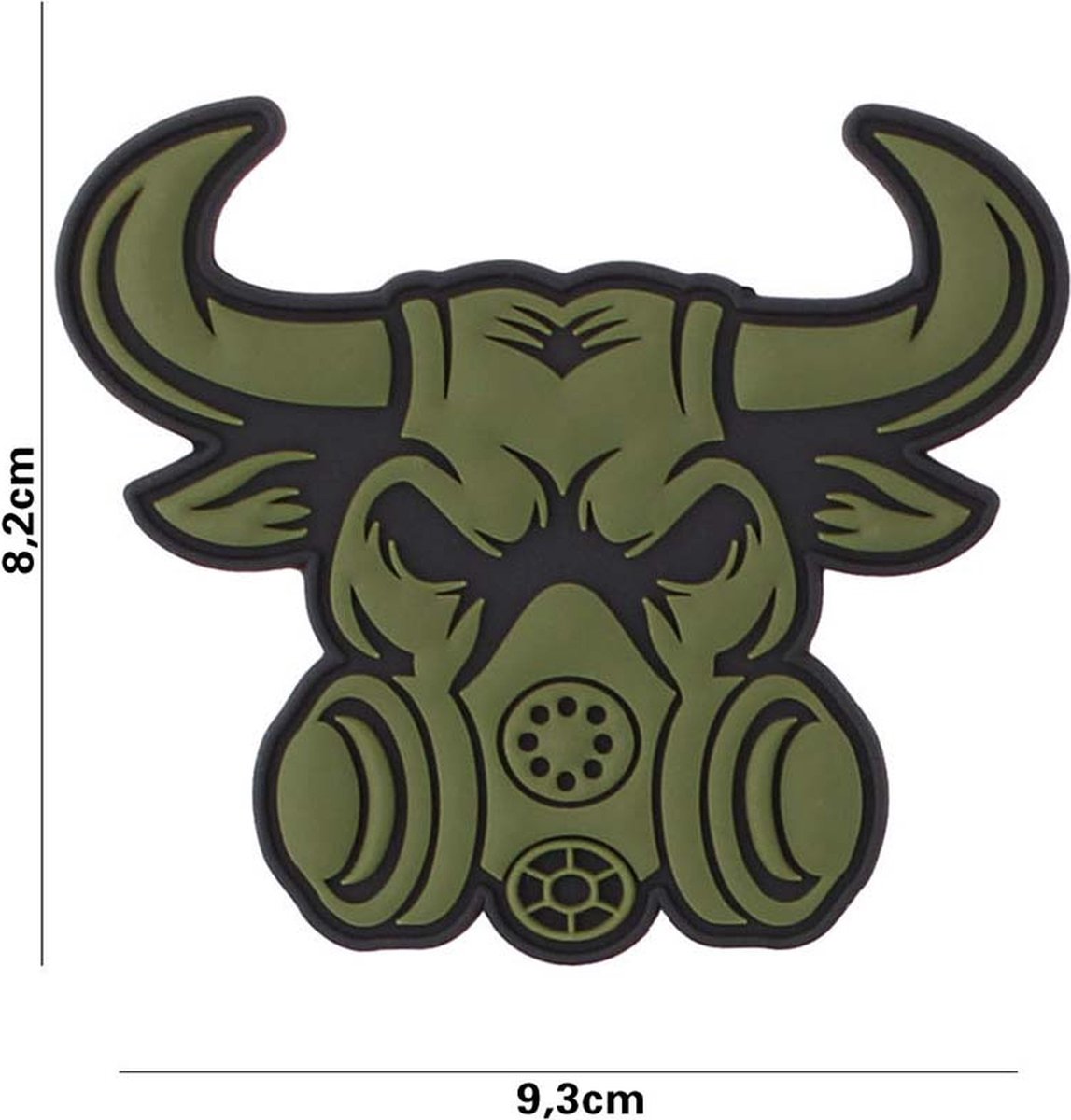 Embleem, 3D PVC Gasmask bull groen