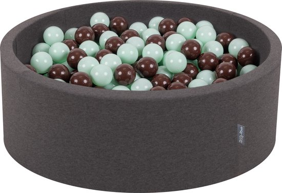 KiddyMoon Piscine à Balles avec Balles Colorées 90X30cm/200 Balles ∅ 7cm pour Bébé Enfants Ronde, Menthe avec Chocolat: Marron/Menthe