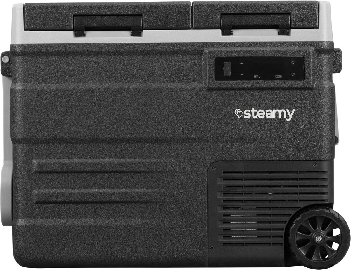 Steamy-E Dual Zone Roller Elektrische Compressor Koelbox Op Wielen - Dual Zone - 49 liter - 12V en 230V - voor auto en camping - Zwart – foto 3
