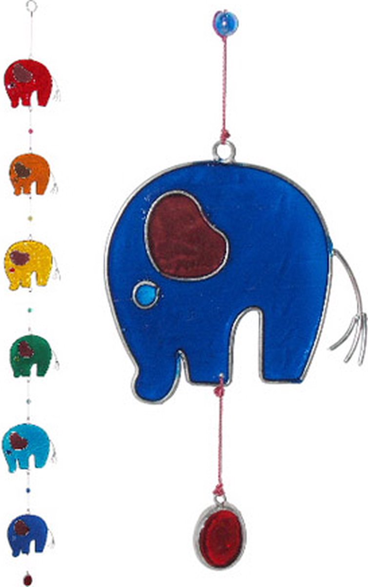 Ornament - Olifanten - Resin - Meerkleurig - 100x10x1 cm - Indonesie - Sarana - Fairtrade