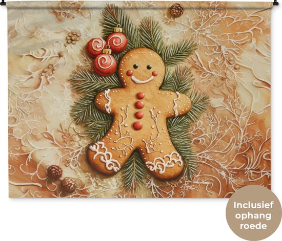 Foto: Wandkleed 180x135 cm wanddoek kerstmis koekje poppetje speculaas wandtapijt wandkleden kerstdecoratie voor binnen kerstversiering woonkamer decoratie kerstmis versiering in huis christmas decorations kerstaccessoires