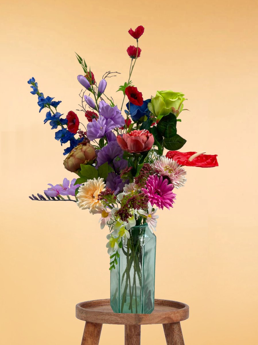 The Bloomistic® – Zijden Boeket – 70-80 cm hoog – Kunstbloemen – 17 stelen – Exclusief vaas – nepbloemen – housewarming cadeau – moederdag cadeautje – decoratie woonkamer