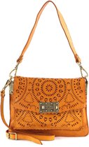 CAMPOMAGGI Leren Schoudertas Agnese Crossbody Bag Malibù Giallo Geel