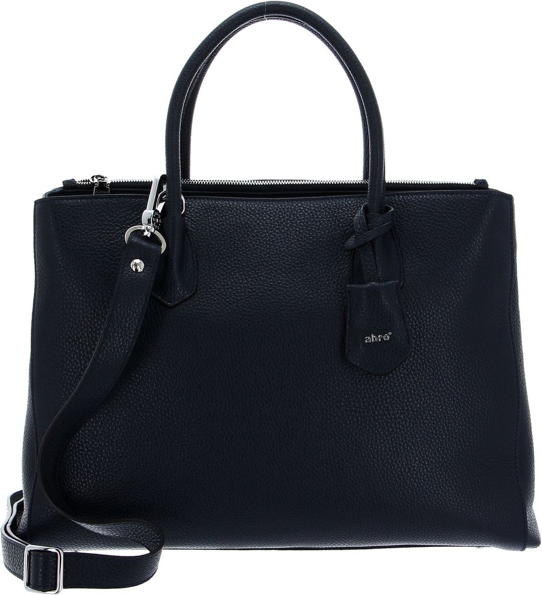 abro Leren Business tas Schoudertas met laptopvak Leather Adria Businessshopper Busy Navy Blauw