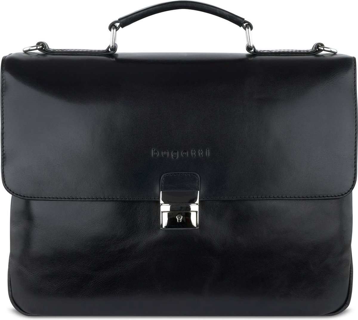 bugatti Leren Afzonderlijke gevallen Laptoptas met laptopvak Romano Briefcase Black Zwart