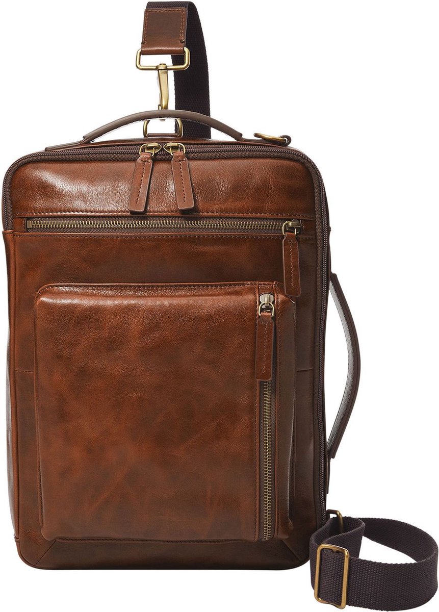 FOSSIL Business tas Schoudertas met laptopvak Buckner Bag Cognac Bruine