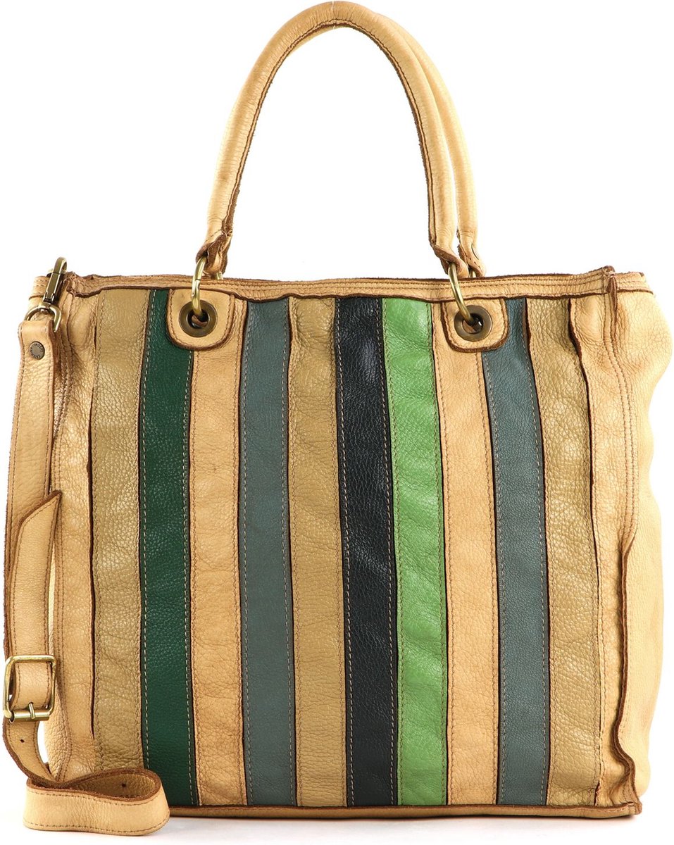 CATERINA LUCCHI Leren Shopper Schoudertas Indica Shopping Bag Comb. Primavera + T / Cognac Kleurrijke