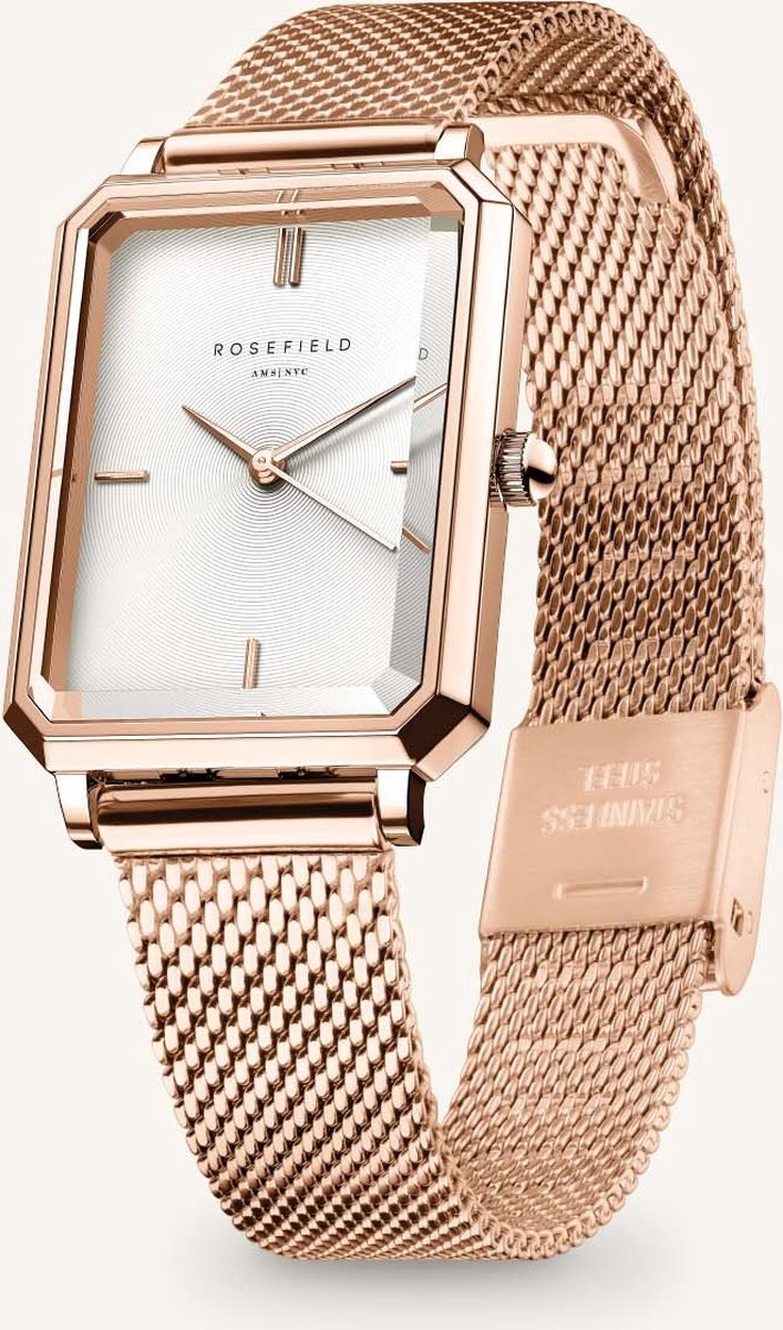 Roségouden Rosefield octagon XS horloge | Rosegoud |19,5 x 24 mm | Rosefield