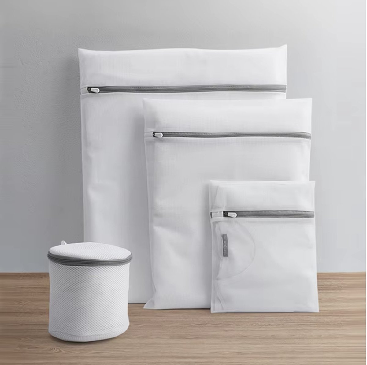 Goedkoopste CHPN - Waszakken - Wasnetjes - 7-delig - BH waszak - Was net - Wasmachine zak - Lingerie zakken - Waszakjes - Wit met zwarte rits