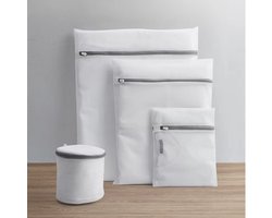 CHPN - Waszakken - Wasnetjes - 7-delig - BH waszak - Was net - Wasmachine zak - Lingerie zakken - Waszakjes - Wit met zwarte rits