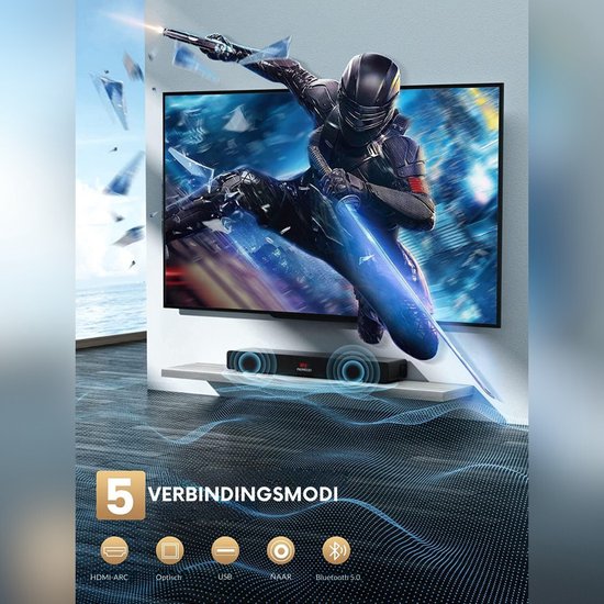 Soundbar Met Ingebouwde Subwoofer – Soundbars Voor TV 150 Watt – Met Afstandsbediening - Home Cinema System - Soundbar Surround Sound — afbeelding 5