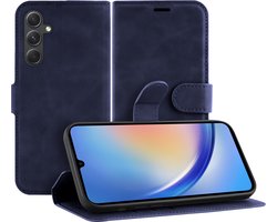 Cazy hoesje geschikt voor Samsung Galaxy A34 Hoesje met Pasjeshouder - Premium Bookcase - Blauw