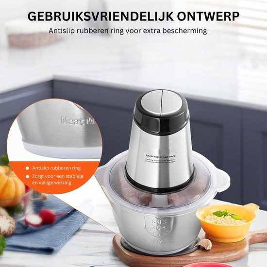 DailySuppliess® Elektrische Groentesnijder Multifunctioneel - Vleesmolen - Gehaktmolen - Uiensnijder - Zilver — afbeelding 5