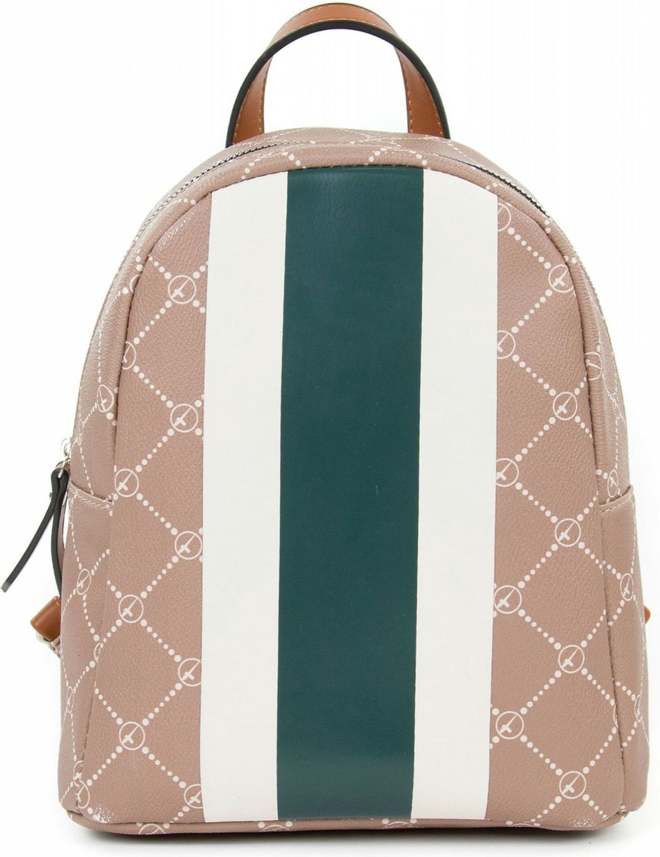 Tamaris Rugzak Anastasia Strips Cityrucksack Darktaupe Bruine Veelkleurig