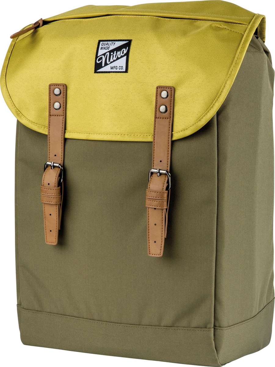 NITRO Vrije tijd rugzak Rugzak met laptopvak Urban Collection Venice Backpack 28L Golden Mud Groene Geel
