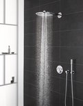 Douchekop met regenfunctie in chroom, met wandmontage en thermostaatkraan.