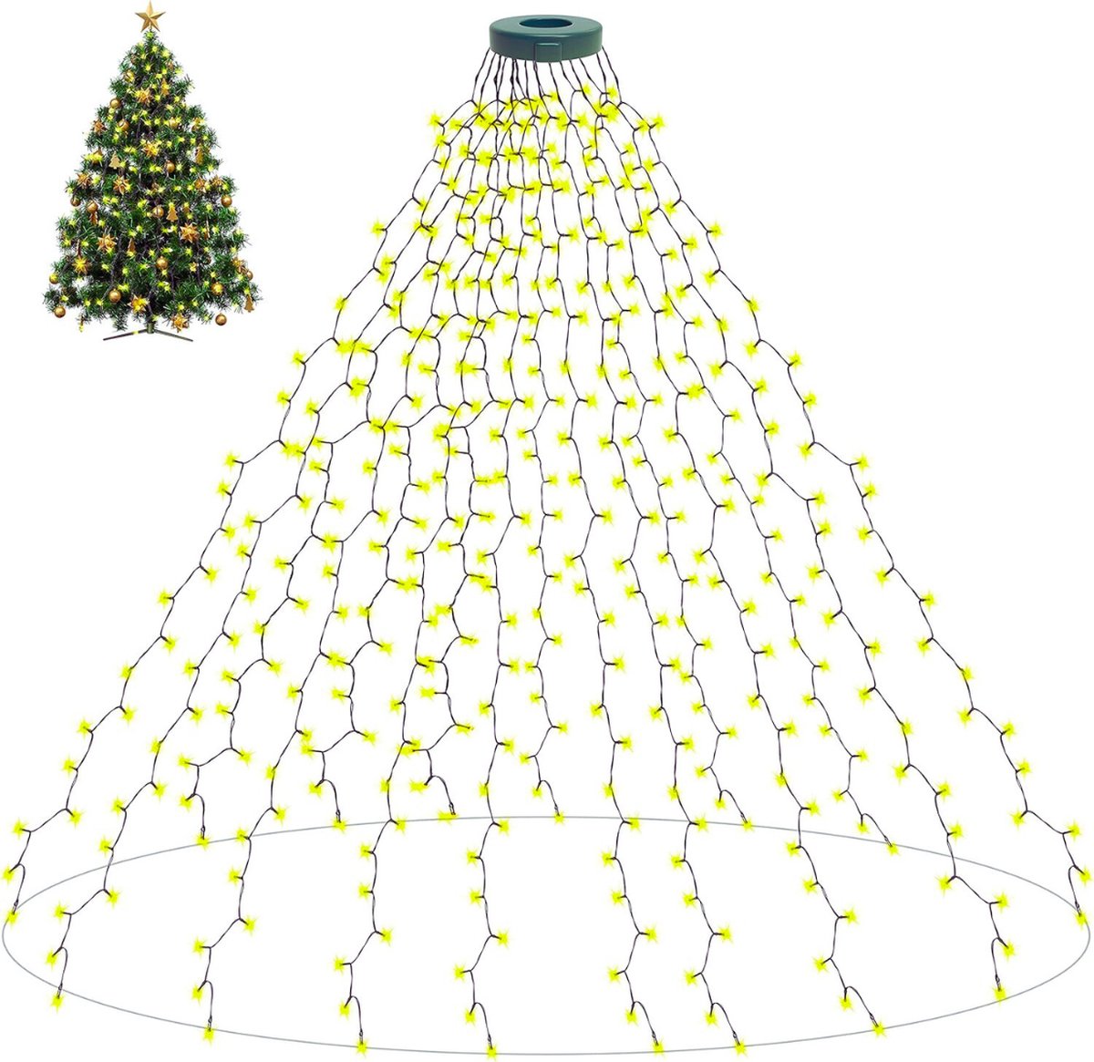 2m 280 leds Kerstverlichting Buiten – 8 Lichtmodi - Waterdicht IP44 - Warm Wit Decoratie Voor Kerstbomen - Tuinen En Feeste