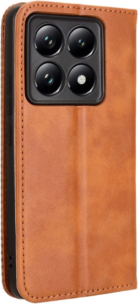 Mobigear Telefoonhoesje geschikt voor Xiaomi 14T Hoesje | Mobigear Sensation Bookcase Portemonnee | Pasjeshouder voor 3 Pasjes | Telefoonhoesje voor Pinpas / OV Kaart / Rijbewijs - Bruin