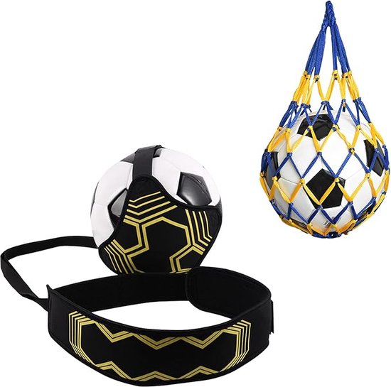 Trainingsset voor Voetbal Kinderen en Volwassenen Kick Trainingsmateriaal Control Skills Waist Practice Riem Volleybal Rugby Trainer Steun Universeel Past Maat 3 4 5 Ballen (Gaas