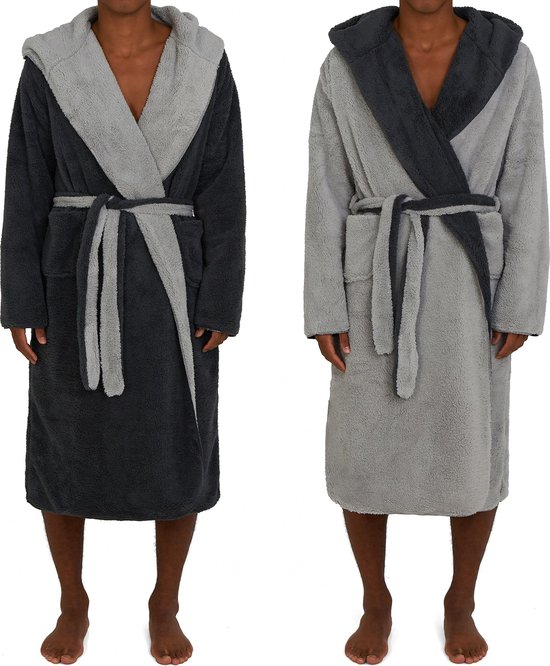 JEMIDI Sherpa Hommes Réversible Peignoir À Capuche Maison Robe
