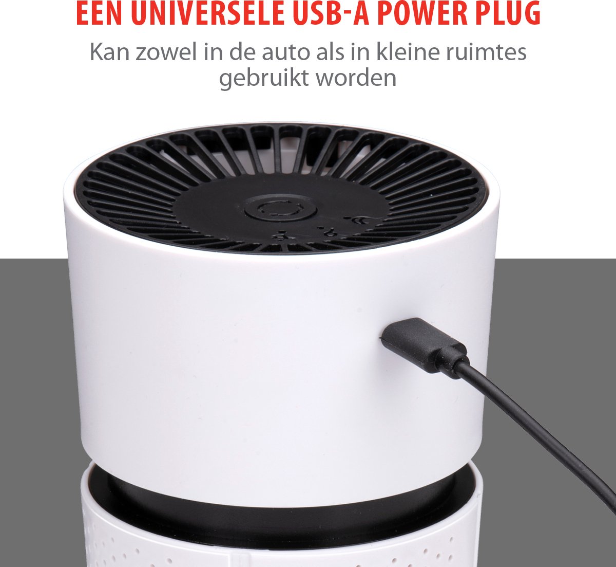 alpina Mini Luchtreiniger met HEPA Filter H13 - Air Purifier met Ionisator voor Ruimtes 6m2 - Lucht Reiniger met USB voor Binnen en Onderweg - Air Cleaner 1.5W - Wit — afbeelding 4