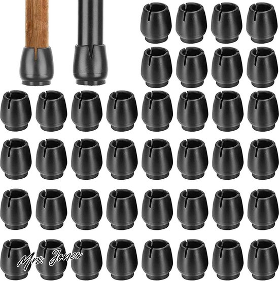 Antislip rubberen meubelpads, 12 stuks houten vloerbeschermers voor tafel, stoel, vloerbeschermers, vierkante rubberen poten, zelfklevende beschermerset (zwart