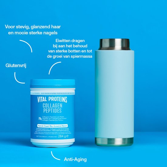 Vital Proteins - 10 tot 20 gram Peptiden Rundercollageen - Gehydrolyseerd - Neutrale Smaak - Suikervrij - 284 Gram