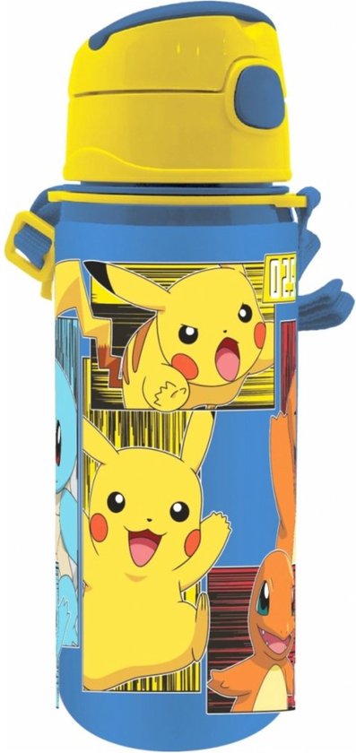 Pokemon Pikachu drinkfles/drinkbeker/bidon met drinktuitje - Blauw - aluminium - 600 ml