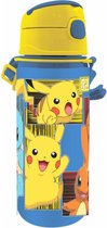 Bol.com Pokemon Pikachu drinkfles/drinkbeker/bidon met drinktuitje - Blauw - aluminium - 600 ml aanbieding