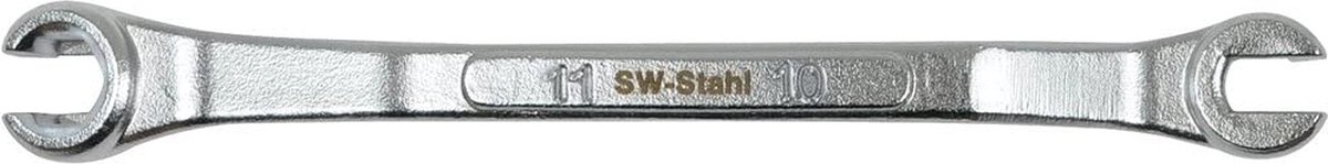 SW-Stahl 01405L Remleidingsleutel 10x11 mm I-sleutel 10/11 I-ringsleutel met achterzeskant van chroom-vanadiumstaal