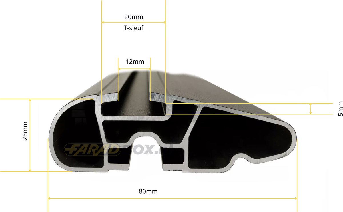 Dakdragers geschikt voor de Kia Picanto vanaf 2024 glad dak - Aluminium - Hoog laadvermogen 100kg - Wingbar - Zwart - Merk Farad