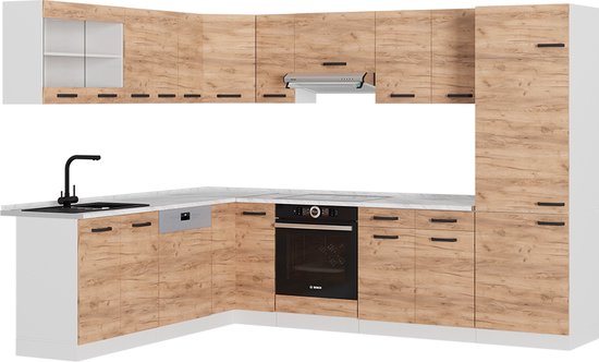 Vicco Cuisine En Angle Anthracite Brillant/Chêne Doré 227 X 287 Cm , PT