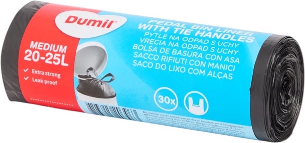Goedkoopste Dumil - Pedaalemmer - Pedaalemmerzakken - 30 vuilniszakken per rol - Extra stevig - Anti lek - Makkelijk dicht te knopen - 20 liter - 25 liter - 20 25 liter - Vuilniszak