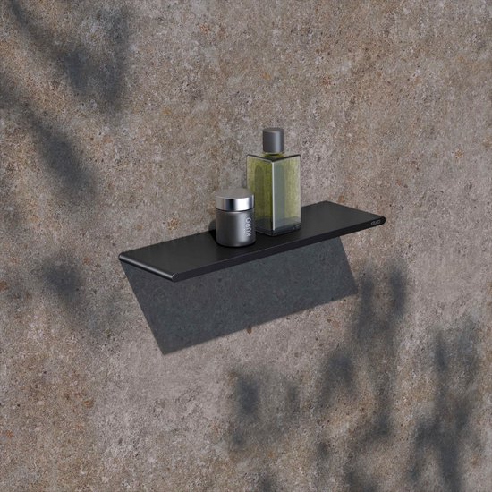 KEUCO Étagère de Douche à coller ou à percer, fabriquée en Allemagne, support de douche noir mat, 32,8 cm de large, kit de colle inclus, panier de douche, montage mural, ROSE