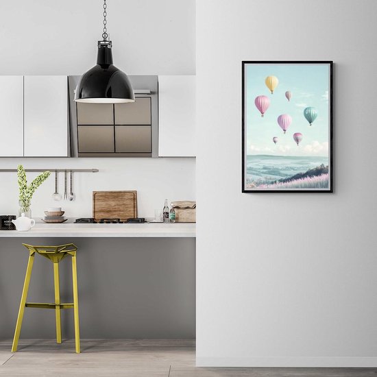 Affiche de montgolfière | Affiche pastel | Affiche Aventure | Affiche de voyage | Affiche douce | Affiche colorée | Affiche d'été | Affiche aérienne | 50x70cm | Décoration murale | Affiche murale | S4554 | Convient pour l'encadrement