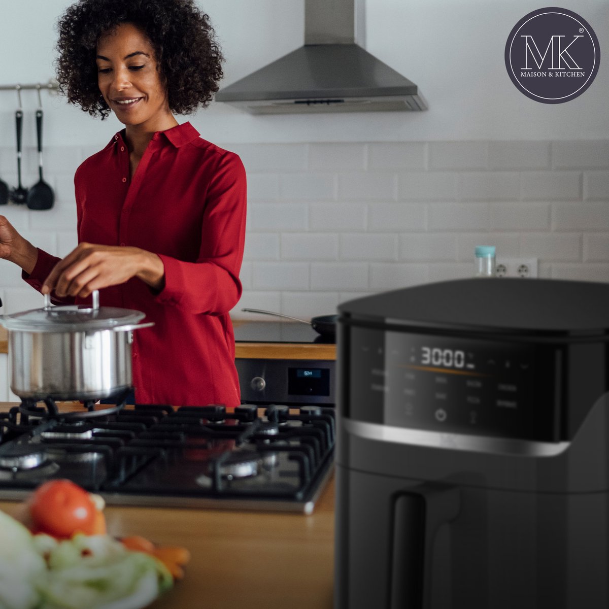 Maison & Kitchen Airfryer met Dubbele Lade 1500W 5L Zwart - afbeelding 2