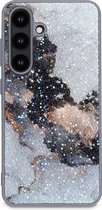 Casemania Coque pour Samsung Galaxy S24 Plus - Grijs - Diamant Marble Glitter Back Cover