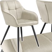 Bol.com tectake® Gestoffeerde stoel - Eetkamerstoel - Fluweellook - Gestikt patroon - Gecapitonneerd - Comfortabele fauteuil - S... aanbieding