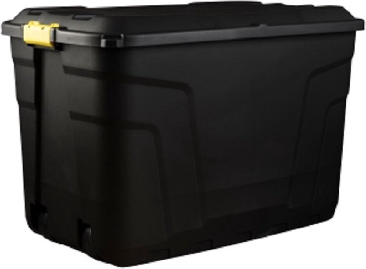 Zwarte opbergkist 190L met wielen en deksel | vergrendelbaar | Easy lock | 380KG+ Laadvermogen