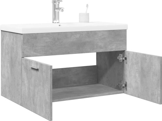 vidaXL - Meuble lavabo - avec - encastré - évier - gris béton