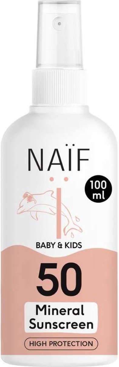 Naïf Zonnebrand Spray SPF50 - 100ML - Baby & Kids - Met Natuurlijke Ingrediënten