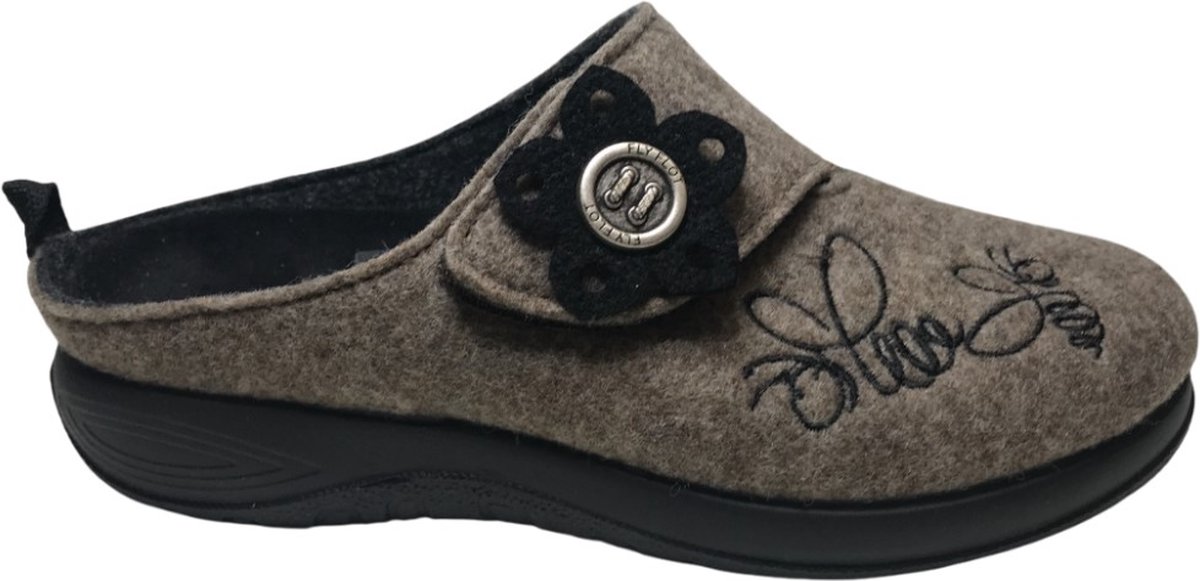 Fly FLOT open hiel warme vilten pantoffels bruin