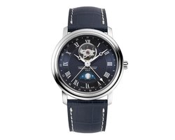 Frédérique Constant Classics Heart Beat FC-335MCNW4P26 Horloge - Leer - Blauw - Ø 40 mm