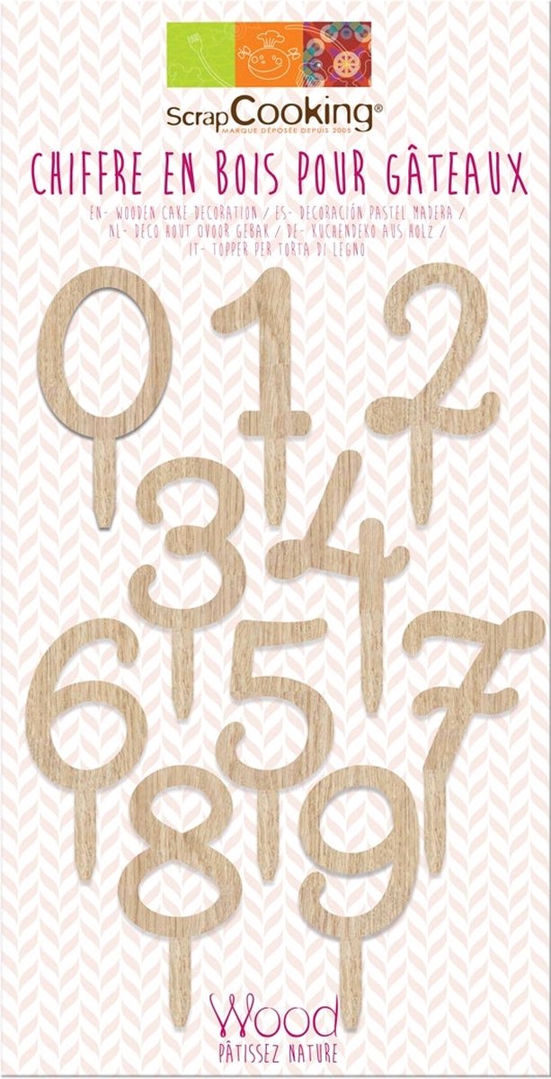ScrapCooking Houten Cijfers Cake Topper set/10